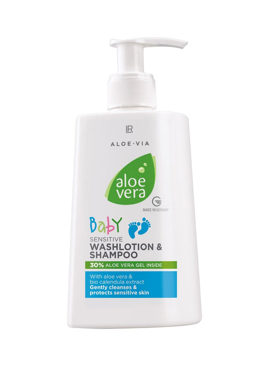 LR Aloe Vera Baby Sensitive Waschlotion & Shampoo – extra sanfte Babyreinigung mit 30 % Aloe Vera, Calendula & Soja-Öl