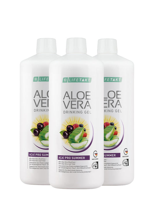 LR Aloe Vera Drinking Gel Açai Pro Summer – 3er Set, fruchtiges Sommer-Trinkgel mit Açai & Antioxidantien