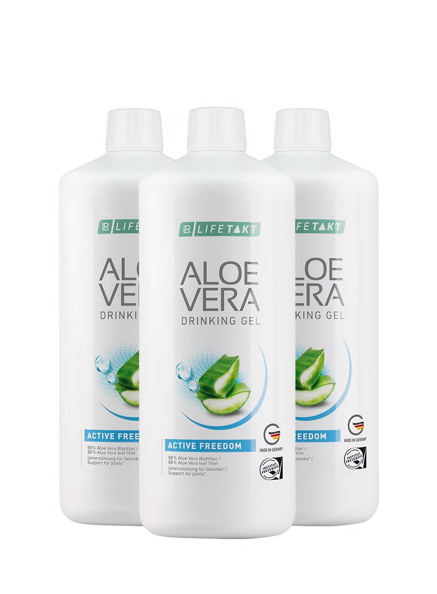 LR Aloe Vera Drinking Gel Active Freedom – 3er Set, Gelenkgesundheit mit Aloe Vera, Kollagen & Vitaminen