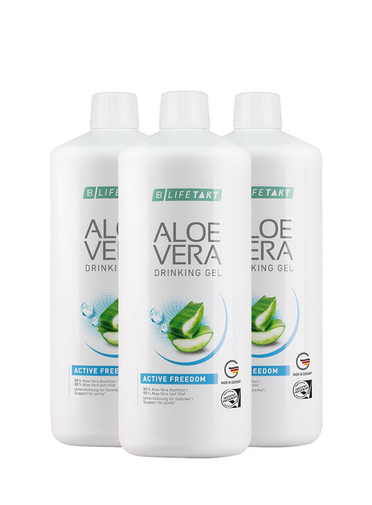 LR Aloe Vera Drinking Gel Active Freedom – 3er Set, Gelenkgesundheit mit Aloe Vera, Kollagen & Vitaminen