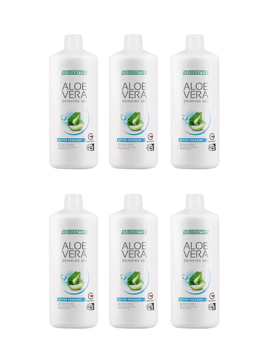 LR Aloe Vera Drinking Gel Active Freedom – 6er Set, Gelenkgesundheit mit Aloe Vera, Kollagen & Vitaminen