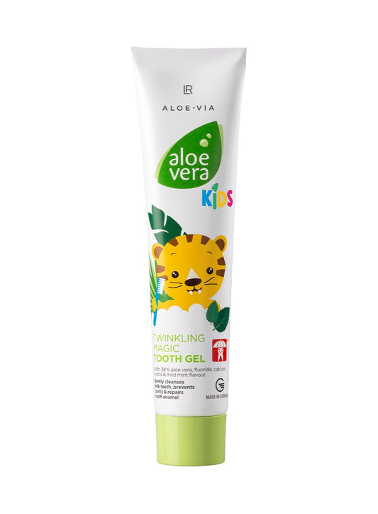 LR Aloe Vera Kids Glitzer Zahngel – fluoridhaltige Kinderzahnpasta mit 38 % Aloe Vera, Xylit & Glitzer-Effekt