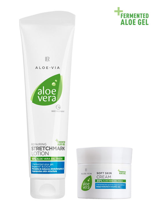 LR Aloe Vera Silk & Smooth Set – Soft Skin Cream & Repairing Stretchmark Lotion für samtweiche Haut